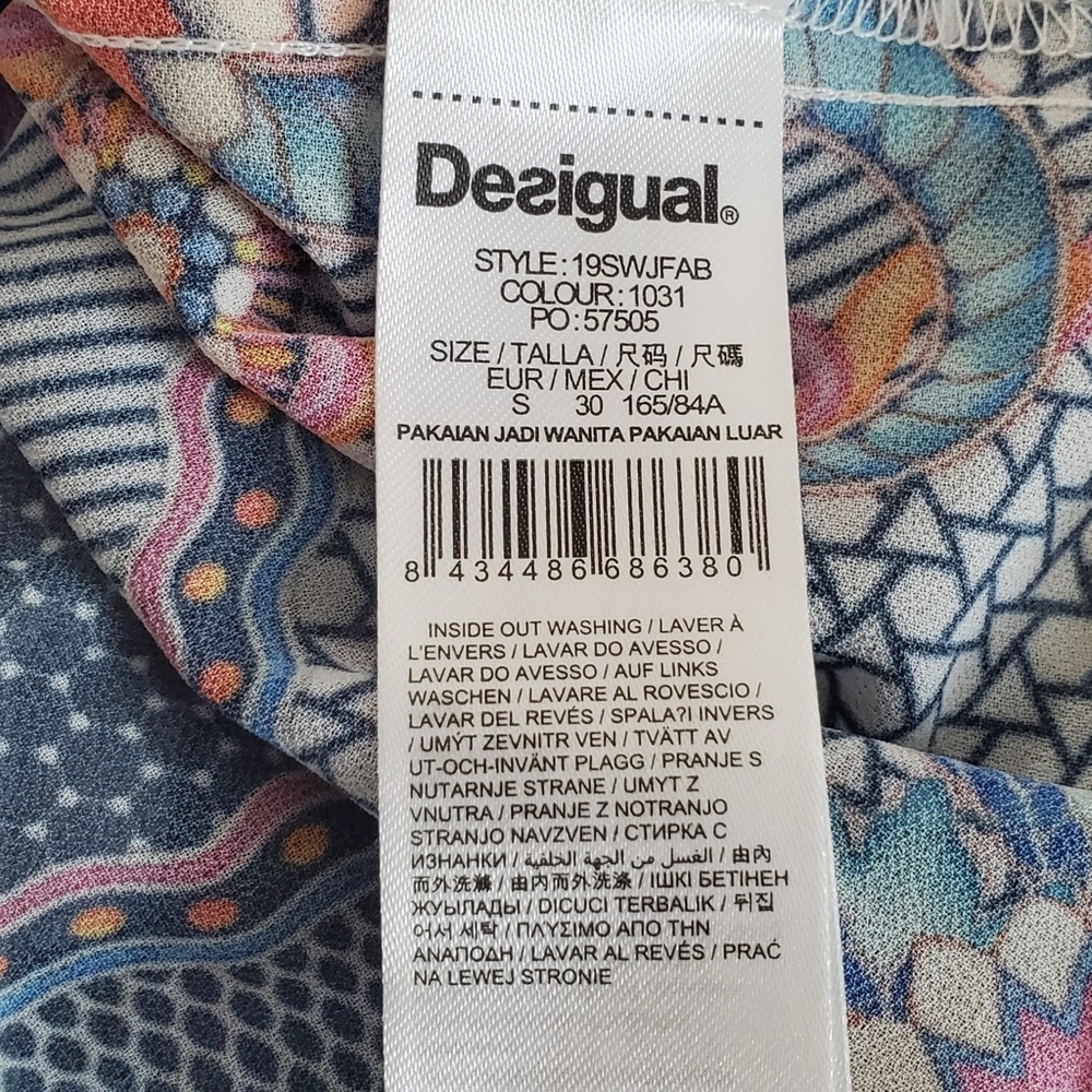 5/$25 Desigual Carol Holey Layered Sweater Bright - Picture 7 of 11